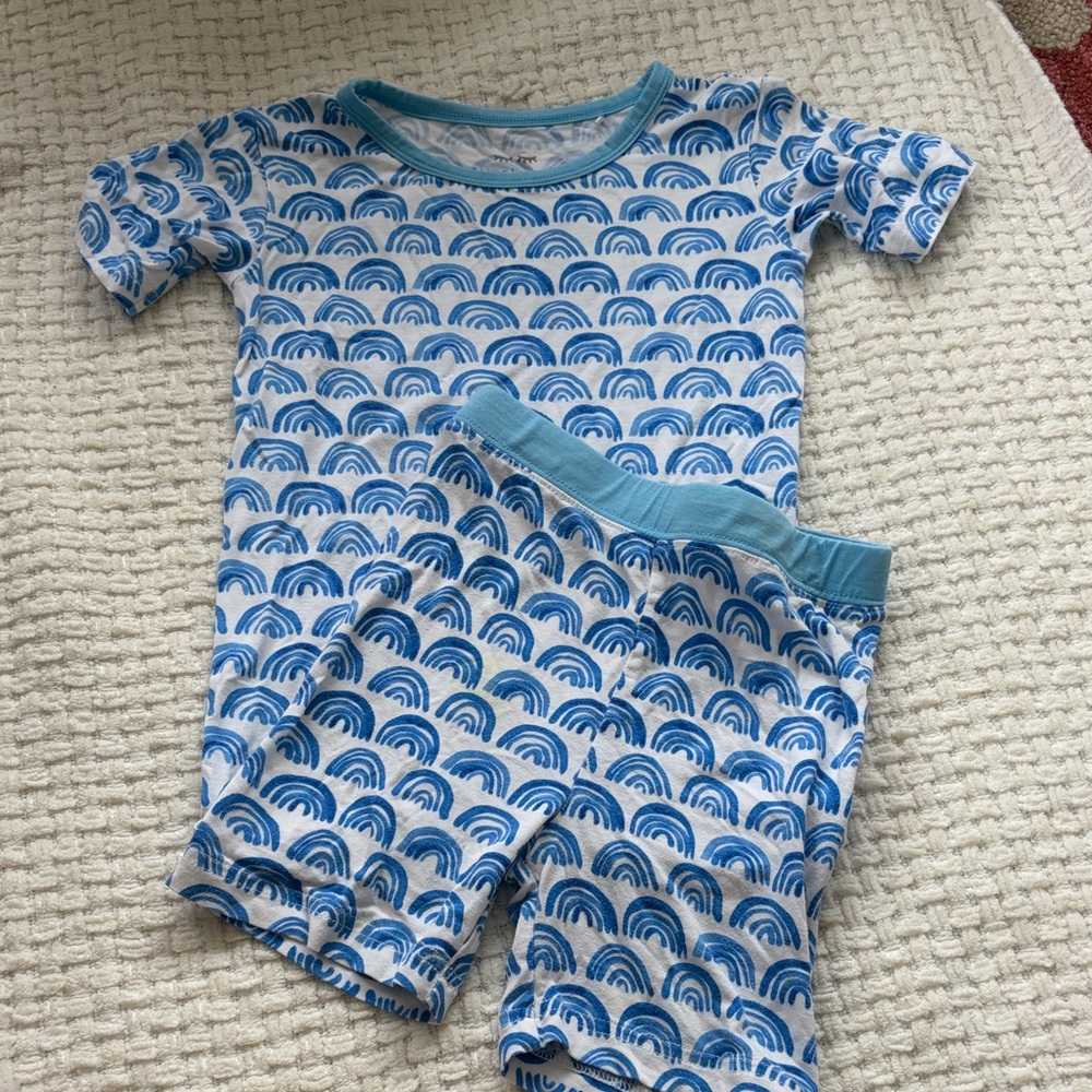 Little Sleepies Blue Rainbow Short-Sleeve Pajama Set